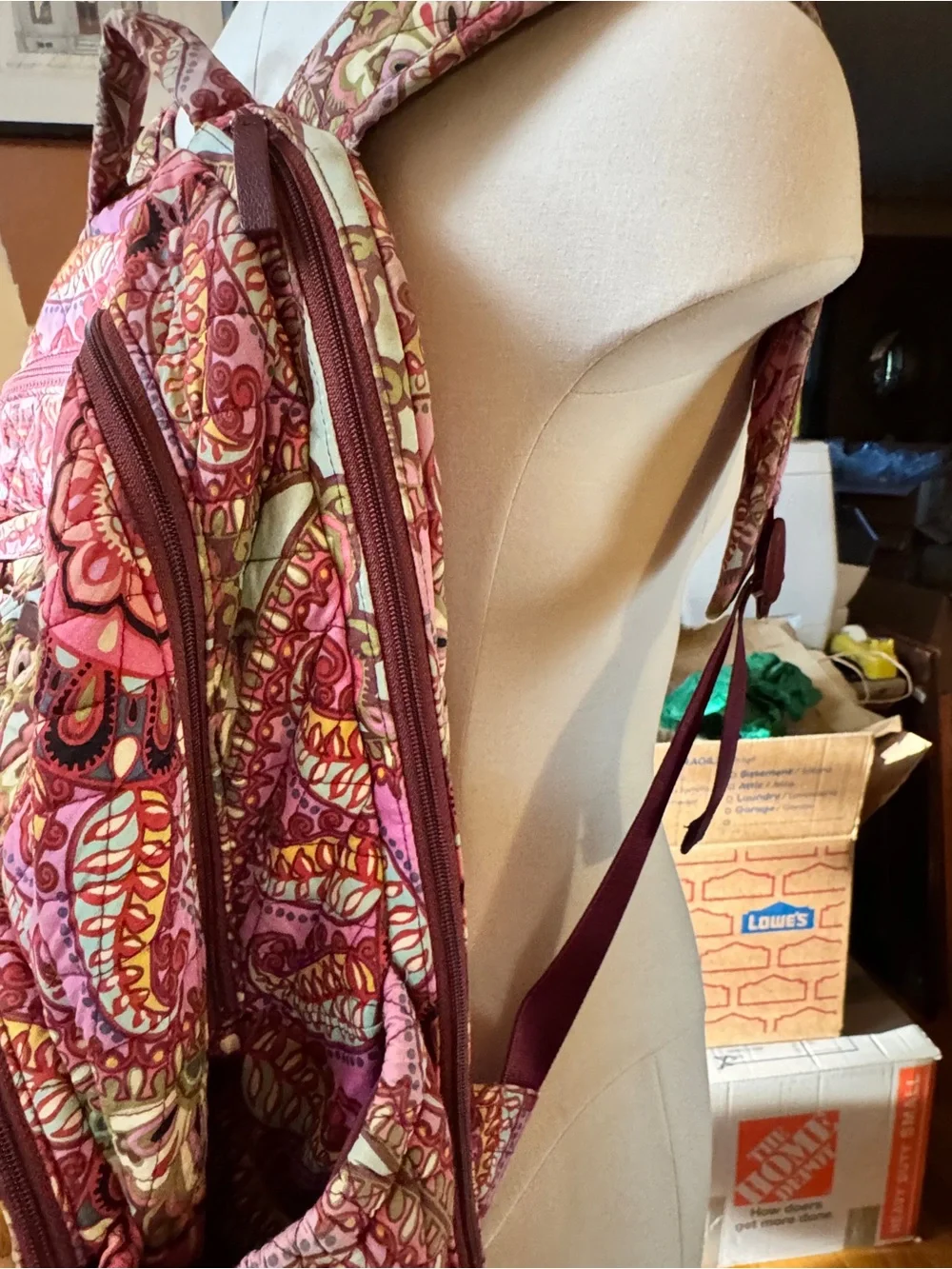 Vera Bradley Pink Paisley Floral Quilted Backpack